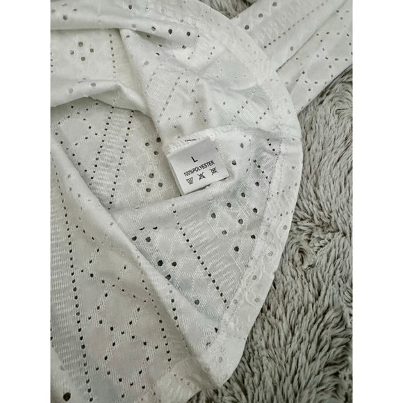 Shein Size Large Lacey Long Sleeve Top - Size Large, Pure White - Picture 5 of 5